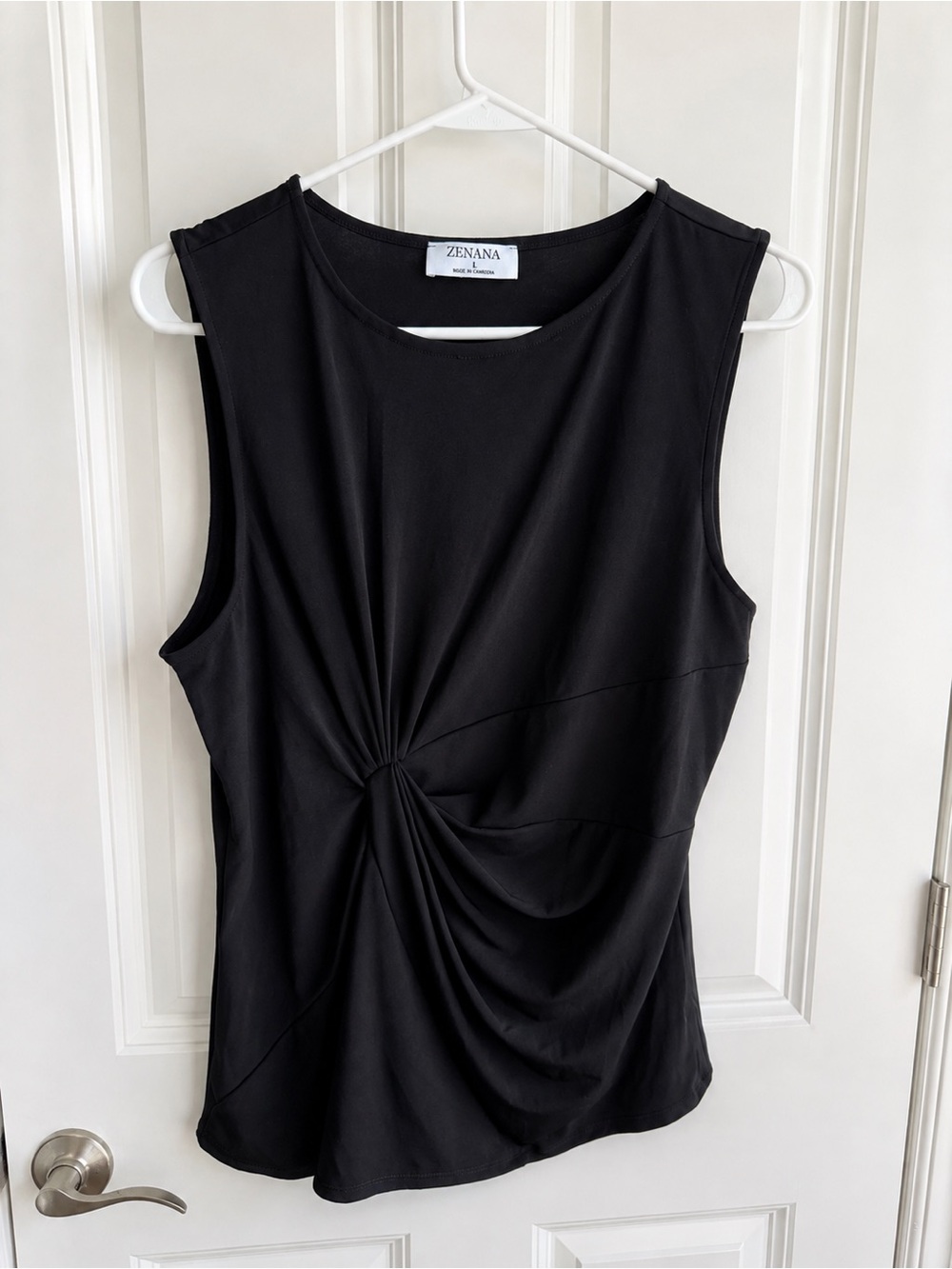 Zenana Outfitters Black Twist-Detail Sleeveless Tank